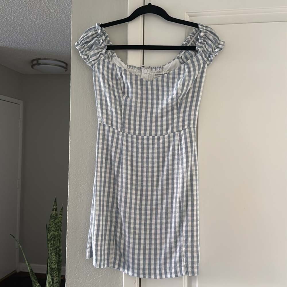 New! Abercrombie & Fitch Gingham Corset Off Shoulder Mini Dress XS